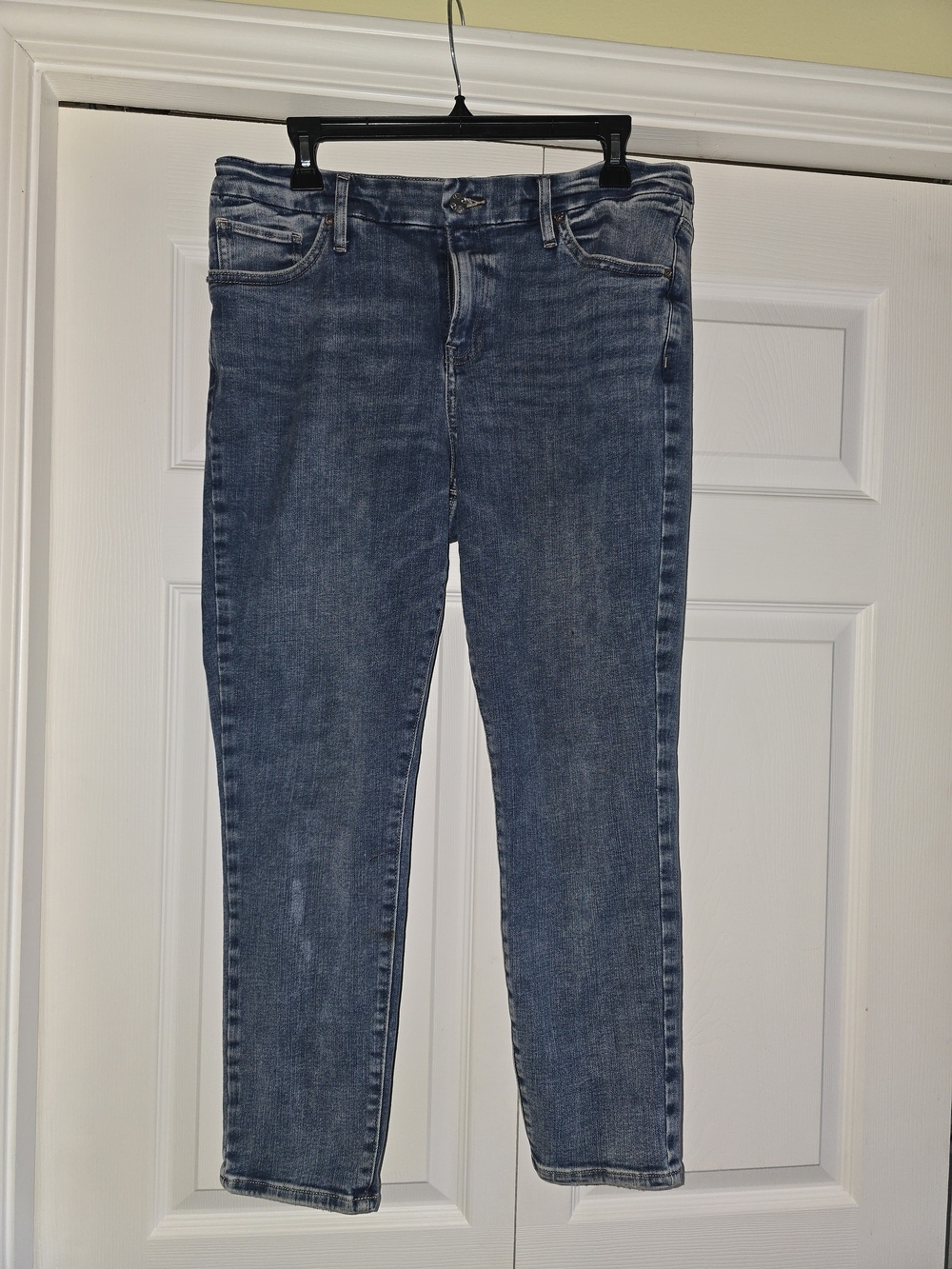 Express Women’s Blue Midrise Skinny Straight Hyper Stretch Jeans